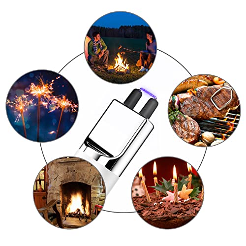 REIDEA USB Candle Lighter, Windproof Flameless Electronic Lighter with Safety Protector Button, Rechargeable Lighter for Home Candle Outdoor Activities (White)
