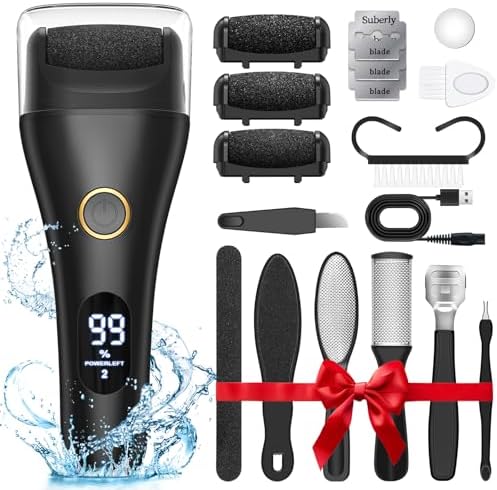 Electric Foot File - Callus Remover for Feet, Adjustable 3 Speed Foot Callus Remover with 16 in 1 Pedicure Tools Professional Foot Care, to Remove Dead Skin and Calluses Hard Skin Dry Cracks (Black)