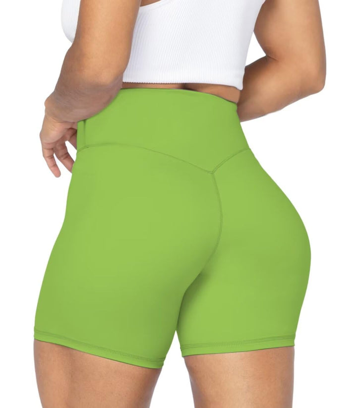 Sunzel No Front Seam High Waist Biker Shorts for Women, Squat Proof Yoga Workout Gym Bike Shorts 5" Greenery X-Small
