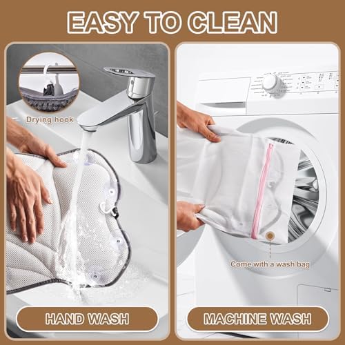 Bath Pillow for Tub, Bathtub Pillow for Head, Neck, Shoulder Back Support, Ergonomic Luxury Full Body BathPillow for Bathtub, 6 Strong Suction Cups and Hook, Spa, Bathroom Accessories,