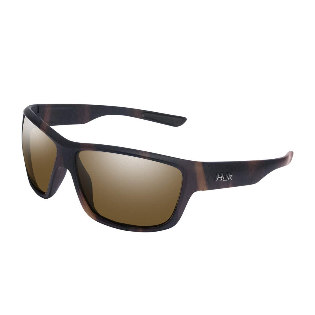 HUK, Polarized Lens Eyewear with Performance Frames, Fishing, Sports & Outdoors Sunglasses Panto, (Spar) Brown/Tort, Medium/Large
