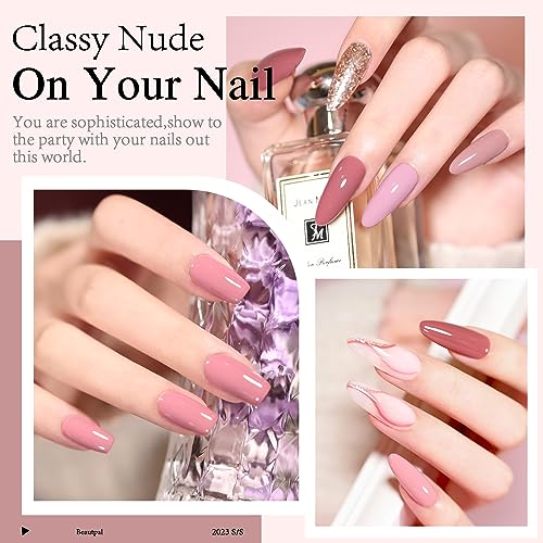 Beautpal Nude Gel Polish 10 Pcs All Seasons Skin Tones Gel Nail Polish Nude Pink Neutral UV Gel Polish Nail Set Salon DIY Manicure Gift Set