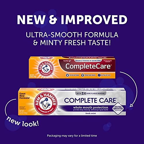 Arm & Hammer Complete Care Stain Defense Fluoride Anticavity Toothpaste, 6 oz (Pack of 6) (Packaging May Vary) (Packaging May Vary)