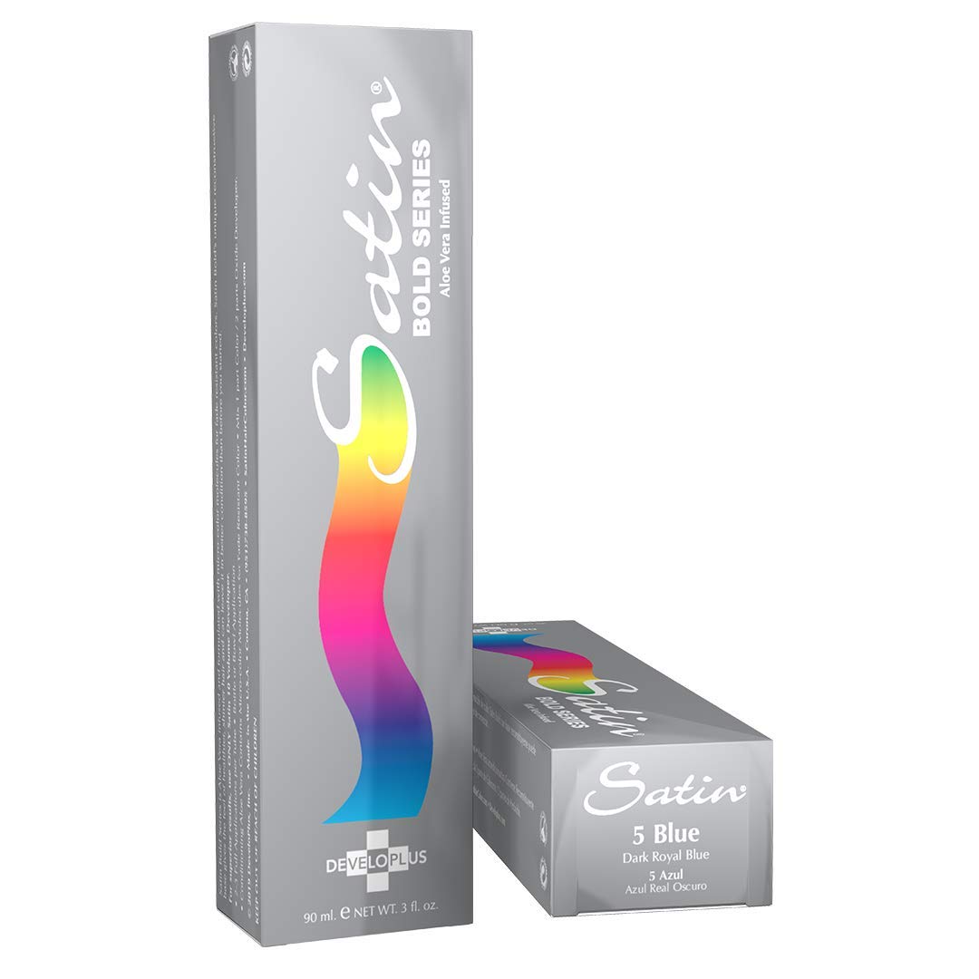 Satin | Bold Dark Royal Blue | Complete Hair Dye | Permanent and Semi-Permanent | Long Lasting | Vegan and Cruelty-Free