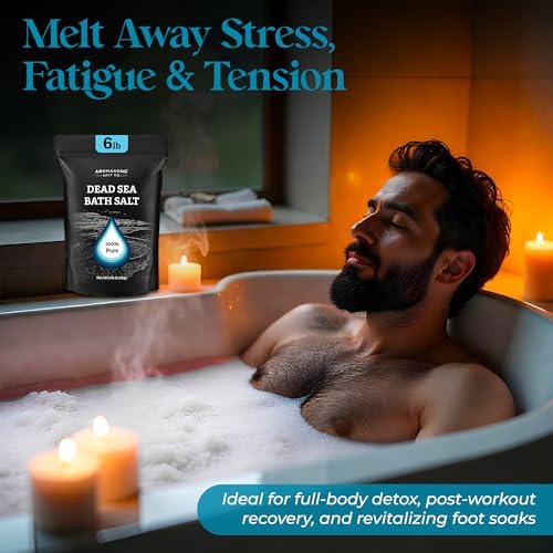 Aromasong Dead Sea Salt Bath Soak 6 Lbs. Bulk Pack – 100% Natural Dead Sea Salts for Soaking, Relaxation, and Detoxification of Skin, Dead Sea Salts for Bath to Rejuvenate and Refresh.