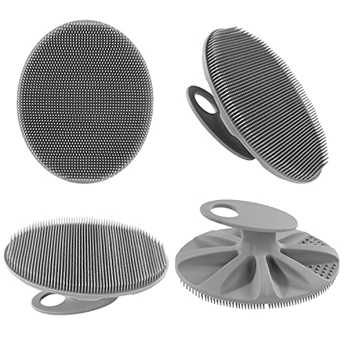 Food-Grade Soft Silicone Body Cleansing Brush Shower Scrubber, Gentle Exfoliating and Massage for All Kinds of Skin (Pack of 4)