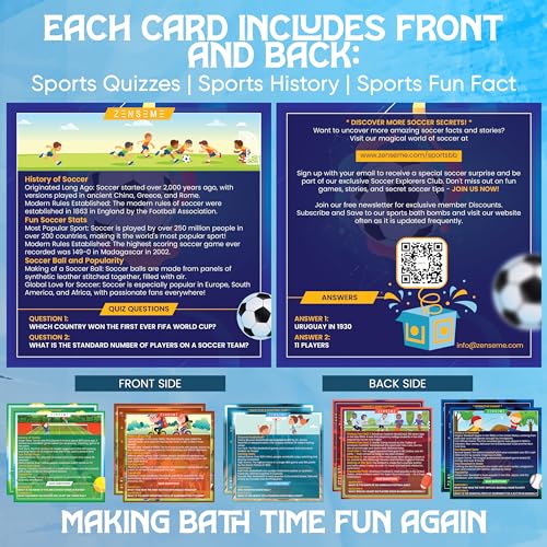 Bath Bombs with Toys Inside W/Educational Flash Cards - Bath Bombs for Kids - 2.5 oz Gift Set of 6 Scented Organic Handmade with Natural Essential Oils - Sports Surprise Inside by Zenseme