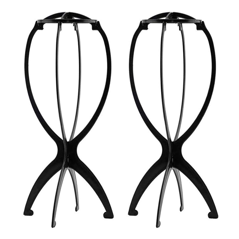 Ruiwen hair 2PCS Wig Stand, Wig Head Stand, Wig Head, Travel Wig Stand for Styling Collapsible Wig Stand Portable Wig Stand Wig Holder 13.8 Inch Wig Stands for Women Multiple Wigs