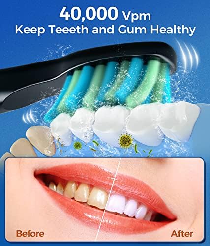 Sonic Electric Toothbrushes for Adults and Kids, 8 Brush Heads Electric Toothbrush with 40000 VPM Deep Clean 5 Modes, Rechargeable Fast Charge 4 Hours Last 30 Days