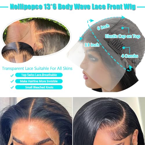 30inch 13x6 Body Wave Lace Front Wigs Human Hair 200 Density HD Lace Frontal Wigs Human Hair Pre Plucked with Baby Hair 12A Glueless Frontal Wigs Human Hair for Black Women