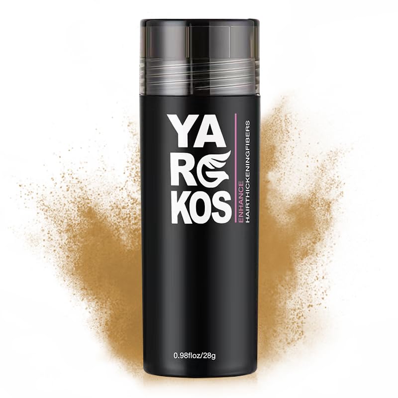Yargkos Hair Fibers for Thinning Hair or Fill In Fine, Hair Building Fibers (28g) for Women & Men, Hair Powder for Instantly Thicker, Fuller Looking - DARK BLONDE