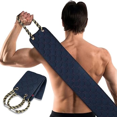 Exfoliating Back Scrubber with Handles, 39 Inch Double-Sided Back Exfoliator Body Scrub Towel, Exfoliating Washcloth Bath Tool for Use in Shower, Back Washer to Deep Clean Your Skin for Men & Women