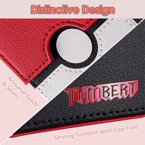 tombert 150+ Premium Deck Box Case for PTCG, MTG, Large Capacity with 2 Dividers, Fits 100+ Sleeved Cards TCG Trading Card Games(Vertical - Red & White)