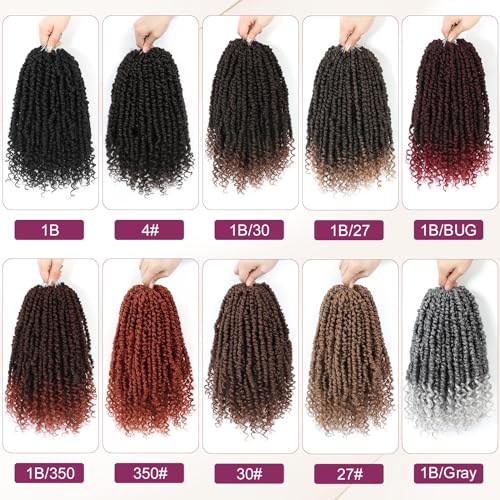 12 Inch Pre-Looped Passion Twist Crochet Hair - 8 Packs Pretwisted Bohemian Braiding Hair for Black Women, Soft Tangle-Free Synthetic Hair for Protective Styles, Easy Install Crochet Braids (1B/30)