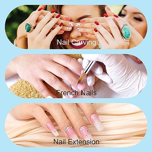 Acrylic Nail Brush Size 10, 100% Pure Kolinsky 3D Art Nail Brush with Gradient Blue Handle, Art Design Powder Nail Brush Pen for Nails Extension & Carving, Acrylic Application Tools