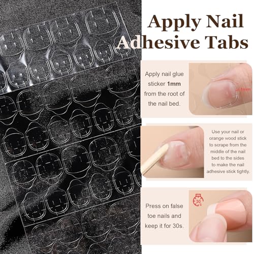 Teenitor Almond French Tip Black Press On Nails - Short, Medium Coffin Shapes - Glue On Nails Kit