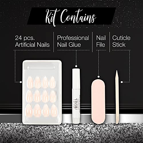 Ardell Nail Addict Press On Nails Artificial Nail Set - 27-Piece French Nail Tips, Ombre Fade, Reusable Acrylic Fake Nails