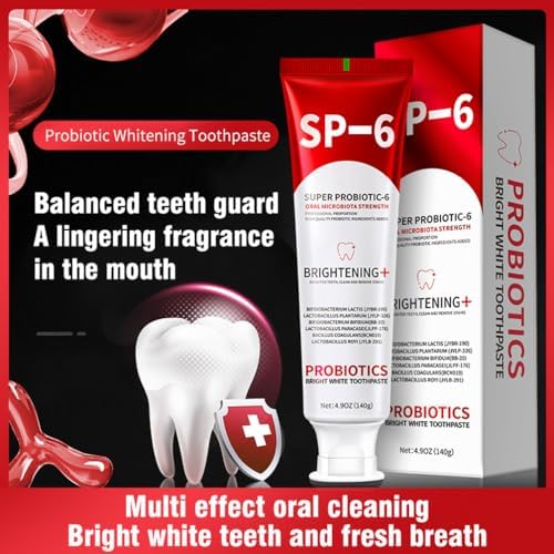 SP-6 Probiotic Whitening Toothpaste - Enhanced Formula with 6 Probiotics for Teeth Whitening and Gum Health - Enamel-Safe, Fluoride-Free, Fresh Mint Flavor,3 PCS