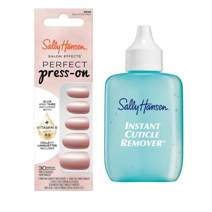 Sally Hansen Instant Cuticle Remover | Pearl Press-On Nails Kit | Nail Treatment Set