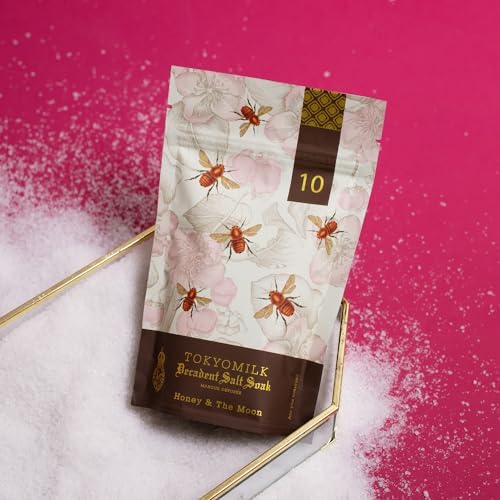 TokyoMilk Honey & The Moon Salt Soak, 10oz., 283 g – Honey, Sugared Violet, Jasmine, Sandalwood – Bathtub Accessories, Bath Salts for Women, Bath Products, Scented Luxury Bath Salts