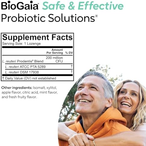 BioGaia Prodentis | Dental Probiotic Lozenges | Promotes Healthy Gums & Teeth | Defends Against Dental Problems | Replenishes Oral Microbiome | Improves Oral Health | Apple Flavor | 30 Day Supply
