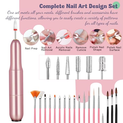 Acrylic Nail Kit, Acrylic Nail Set with Drill and UV Light,Professional Colored Acrylic Nail Powder Nail Starter Kit Decoration Tools with Everything for Beginners Full Acrylic Nail Supplies