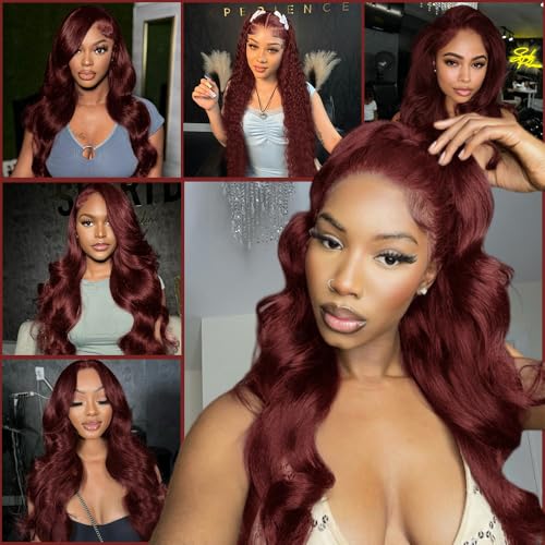 28 Inch Reddish Brown Lace Front Wigs Human Hair Pre Plucked 200 Density Body Wave Lace Frontal Wig Human Hair 13x4 HD Lace Brown wig human hair with baby hair