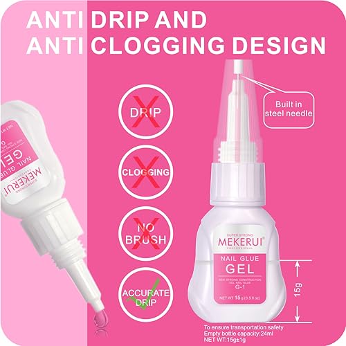 Nail Glue & Remover Kit - 30+ Days Long-Lasting Gel, No UV Light Needed, Dropper-Type Quick Removal (G1 & R1 Professional Bundle)