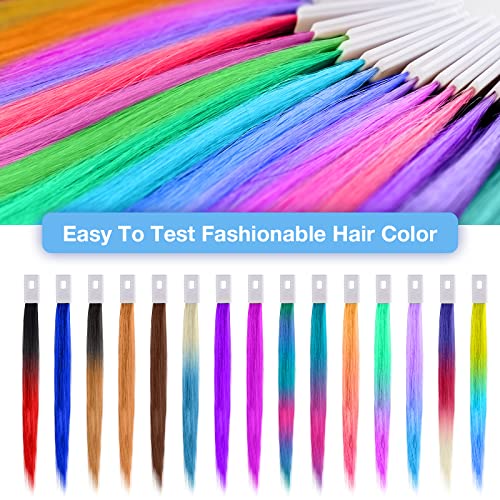 Noverlife 30PCS 9" Human Hair Swatches for Testing Color, Real Human Hair Color Ring, Color Testing Kit Level Swatches for Barber Salon Hair Color Training