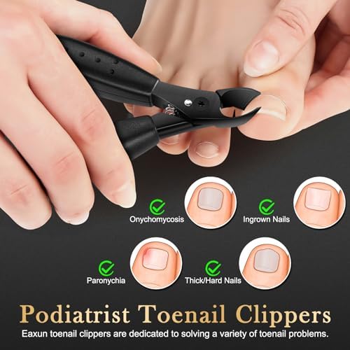 Toenail Clippers for Thick & Ingrown Nails, Professional Nail Clipper Set with Pedicure Tool, Super Sharp Fingernail Cutter with Catcher, Podiatrist Toe Nail Clippers Kit for Seniors, Men & Women
