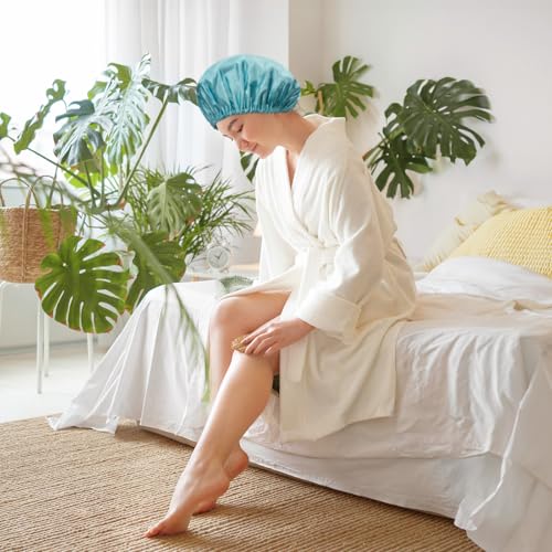 AmazerBath Shower Cap, 4-Pack Shower Caps for Women, Double Waterproof Layers Bathing Shower Hair Caps Protection EVA Shower Caps Reusable, Large Size