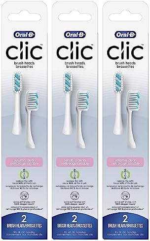 Oral-B Clic Toothbrush Sensitive Clean Replacement Brush Heads, White, 2 Count (Pack of 3)