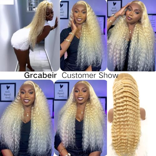 613 13x6 Lace Front Wig Human Hair 30 Inch Blonde Wig Human Hair 613 Deep Wave HD Lace Front Wigs 200% Density Pre Plucked With Baby Hair for Women