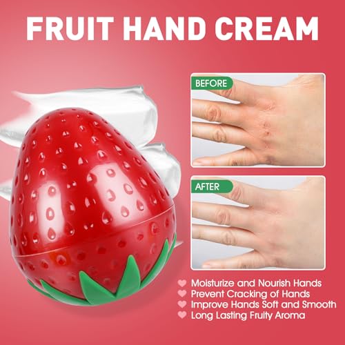 6 Pack Hand Cream Gifts Set For Women, Small Gifts for Women, Hand Lotion for Dry Cracked Hands, Thank You Gifts, Teacher Appreciation Gifts and Birthday Gifts, 1.06 Oz (Strawberry)