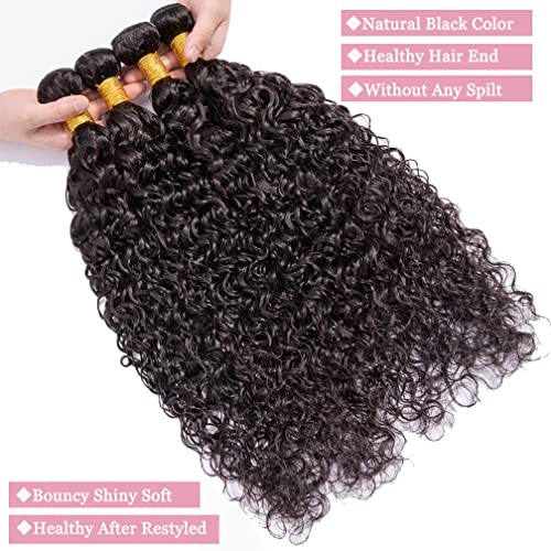 Deep Wave Human Hair Bundles, 18 20 22 Inch, 100% Unprocessed Brazilian Virgin Hair, Deep Curly, Natural Black, Wet And Wavy Bundles - 3 Pack, Style Keep Texture Silky Soft, Hair Extension