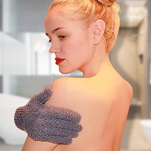 Evridwear Exfoliating Dual Texture Bath Gloves for Shower, Spa, Massage and Body Scrubs, Dead Skin Cell Remover, Gloves with Hanging Loop (2 Pairs Heavy)
