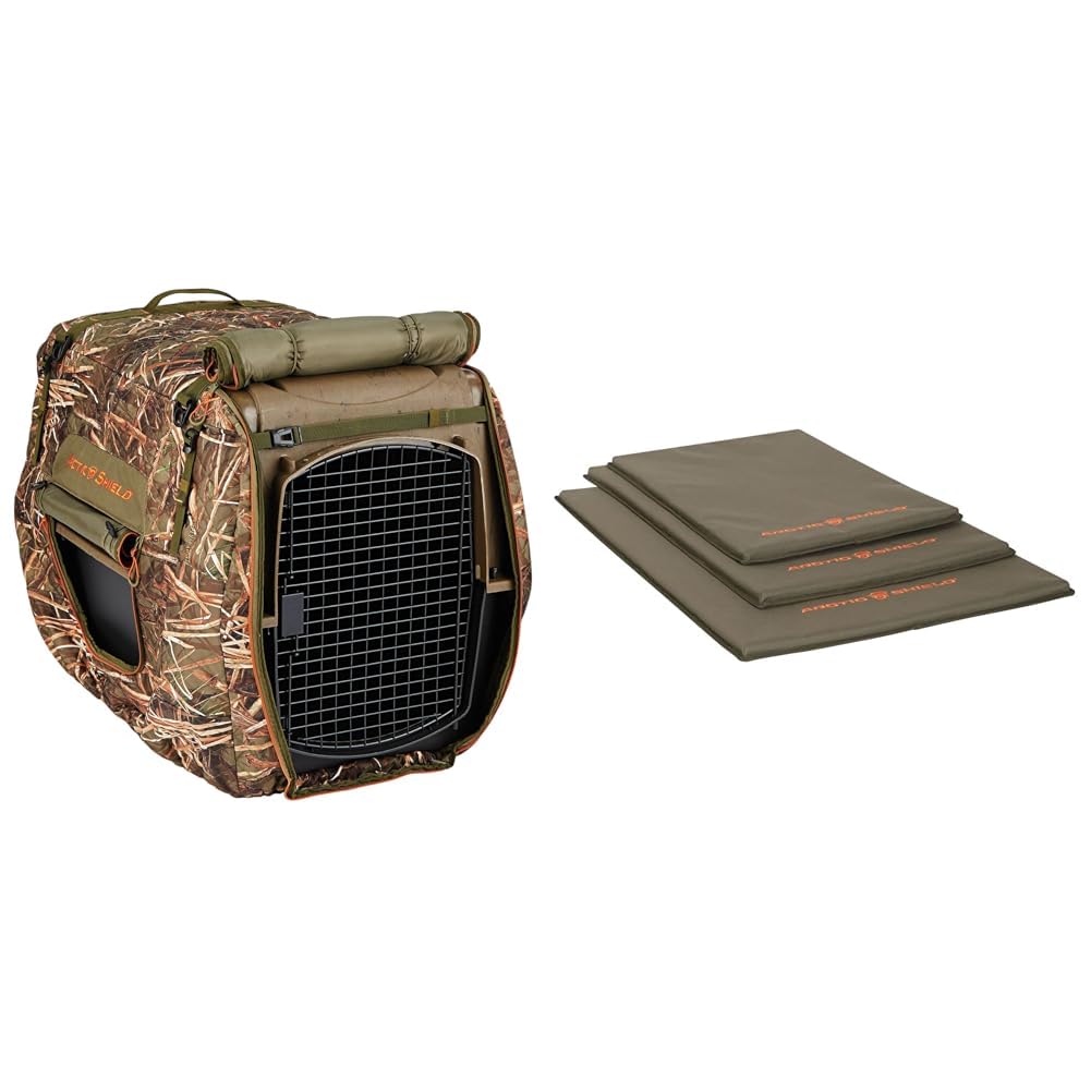 ArcticShield Insulated Kennel Cover, X-Large, Muddy Water & Dog Kennel Pad, Winter Moss, Large
