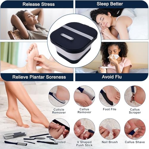 Collapsible Foot Bath Spa with Heat, Remote Control, Massage Rollers, Bubble, Foot Pedicure Kit, Red Light, Pedicure Foot Spa, Foot Bath for Gifts