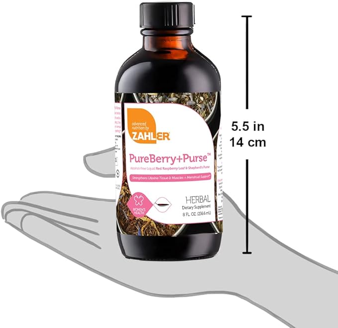 Zahler PureBerry+Purse, Liquid Raspberry Leaf & Sheperd's Purse, Strengthens Uterine Tissue, Certified Kosher, 8OZ