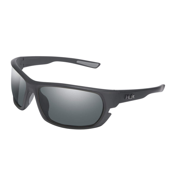 HUK Sunglasses, Polarized Lens Eyewear with Performance Frames, Fishing, Sports & Outdoors Sunglasses, (Challenge) Gray/Matte Black, Medium/Large