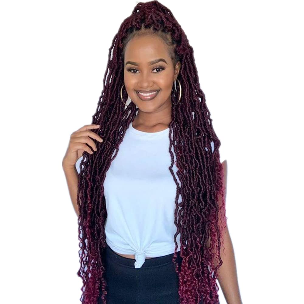 Bohobabe Faux Locs Crochet Hair 36 Inch, Boho Soft Crochet Locs With Curly Ends, Long Bohemian Goddess Locs Crochet Braids For B