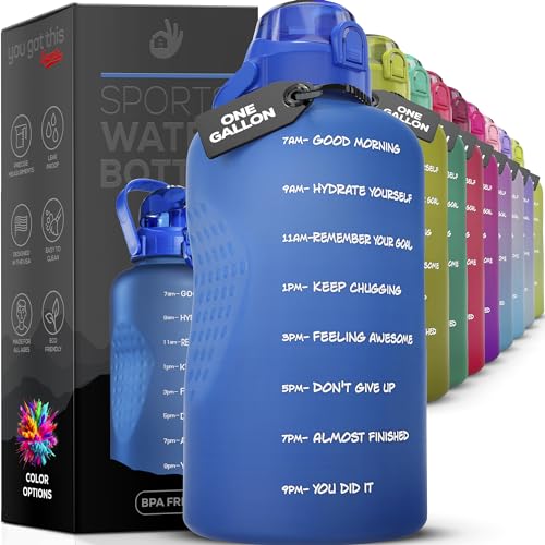 YOU GOT THIS LIVING Motivational Water Bottle with Straw & Handle,One Gallon Water Bottle 128 oz/3.8L,Reusable Water Jug, Achieve All-Day Hydration SpillProof, BPA FREE