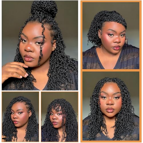 12 Inch Pre-Looped Yanky Twist Crochet Hair, 30 Strands/Pc, Mini Passion Twists, Senegalese Braiding Hair (Natural Black, 8 Pcs/Pack)