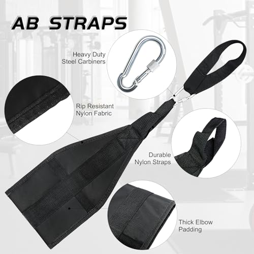 Hanging Ab Straps for Pull Up Bar: Gym Ab Sling Straps for Arm Pull up Workout Support for Training Knee and Leg Raises (Black)