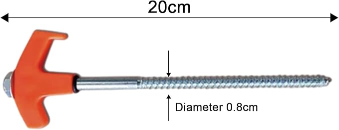 8" Screw in Tent Stakes - Ground Anchors Screw in, Screw in Tent Stakes Heavy Duty, Tent Pegs Camping Stakes, Metal Threaded Tent Spikes, Screw Tent Stakes with Hex Sleeves (8Pcs Orange)