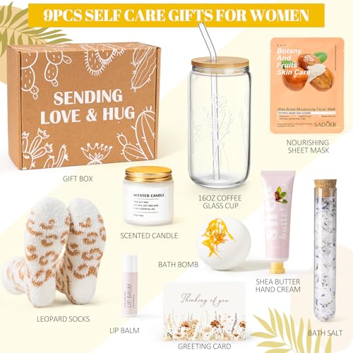 Self Care Gifts for Women Get Well Soon Gifts Care Package, Thinking of You Gift for Women Relaxing Spa Feel Better Gift, Mental Health Stress Relief Box Mothers Day Ideas for Mom Her Sister Friends