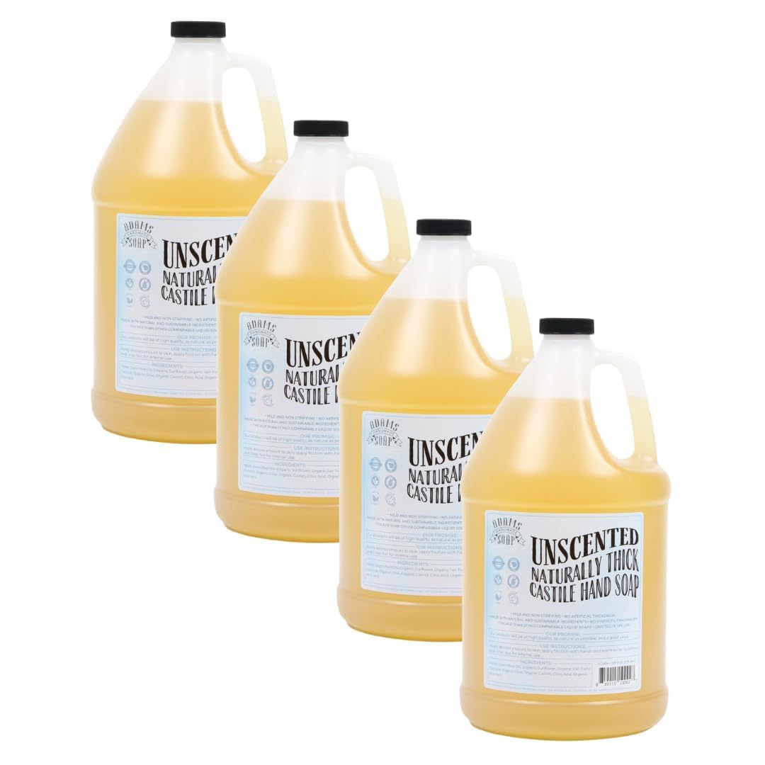 Adams Handmade Soap Thick Organic Castile Liquid Hand Soap 4 Gallon Refill- Unscented