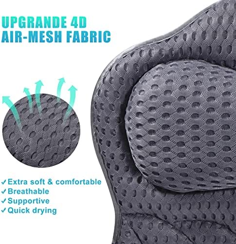 Bath Pillow, Tub Pillow for Bathtub with Strong Non-Slip Suction Cups and Comfortabl 3D AirMesh Bath Pillow for Women &Man