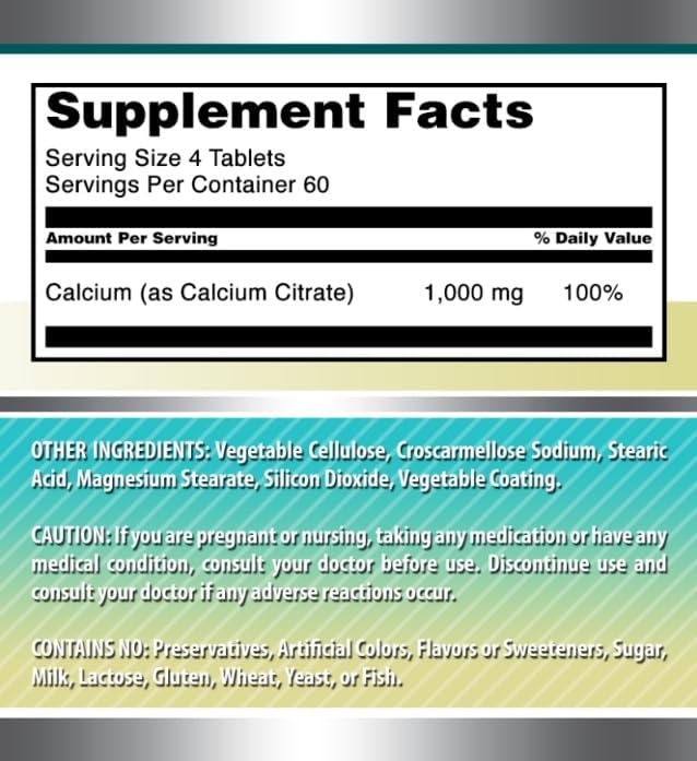 Amazing Formulas Calcium Citrate Supplement | 1000 Mg | 240 Tablets | Non-GMO | Gluten Free | Made in USA