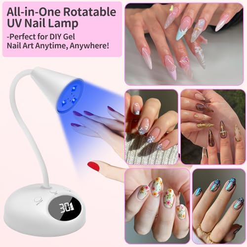 CGBE Gooseneck LED Nail Lamp: Cordless Portable LED Nail Light - Rechargeable Mini Flash Cure Lamp for Professionals Beginners Nail Art Lovers - Travel or Salon Use